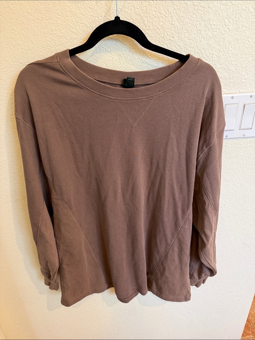 wild fable Women's Long Sleeve Waffle Knit Top - Brown
